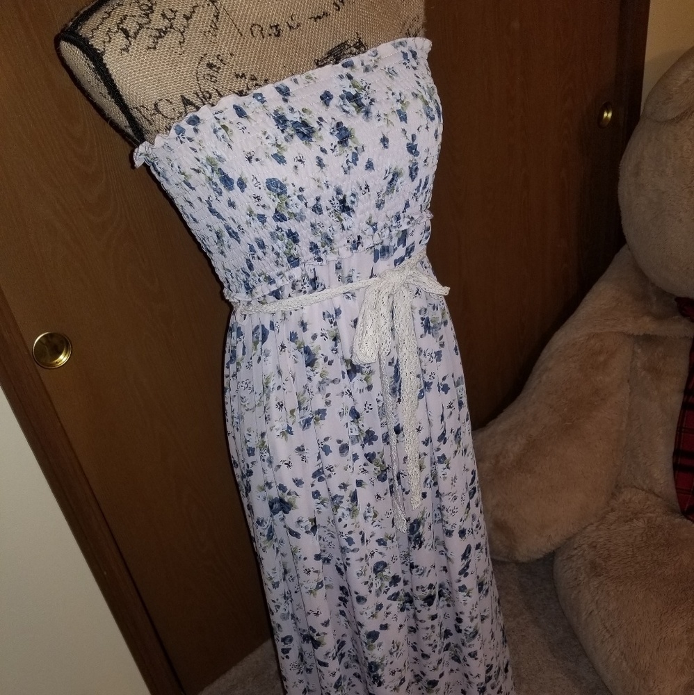 Pink floral maxi dress, sleeveless